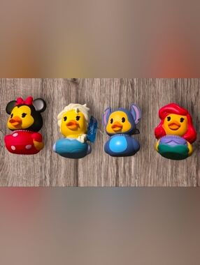 NWT Disney Minnie, Elsa, Stitch, And Ariel Rubber Duck Set Of 4   Larger Size!!!